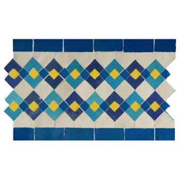 Mosaic House Moroccan tile Sarout D 15-23-1-18 Cobalt Blue Turquoise White Yellow  zellige, mosaic, zellij, border, glaze 